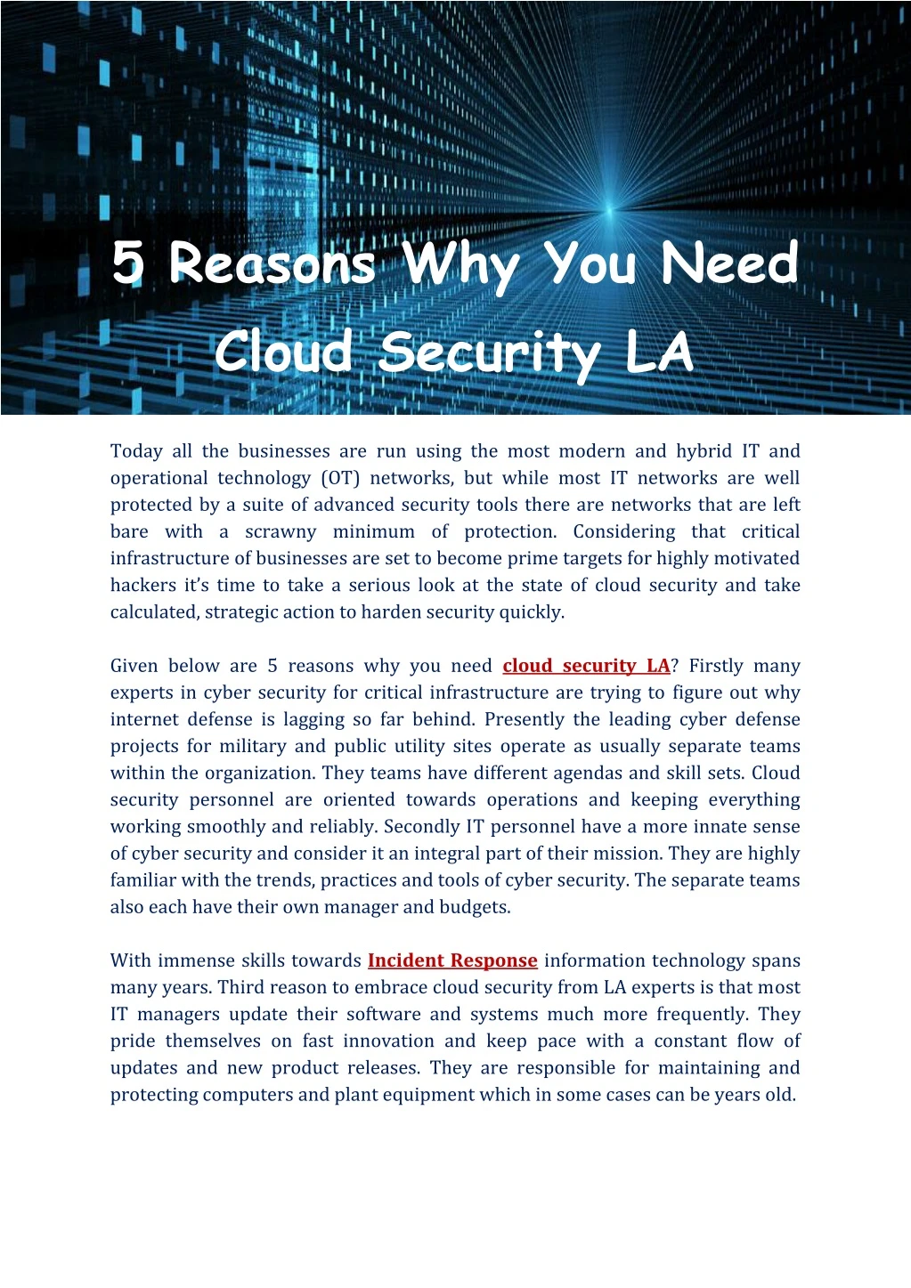 5 reasons why you need cloud security la