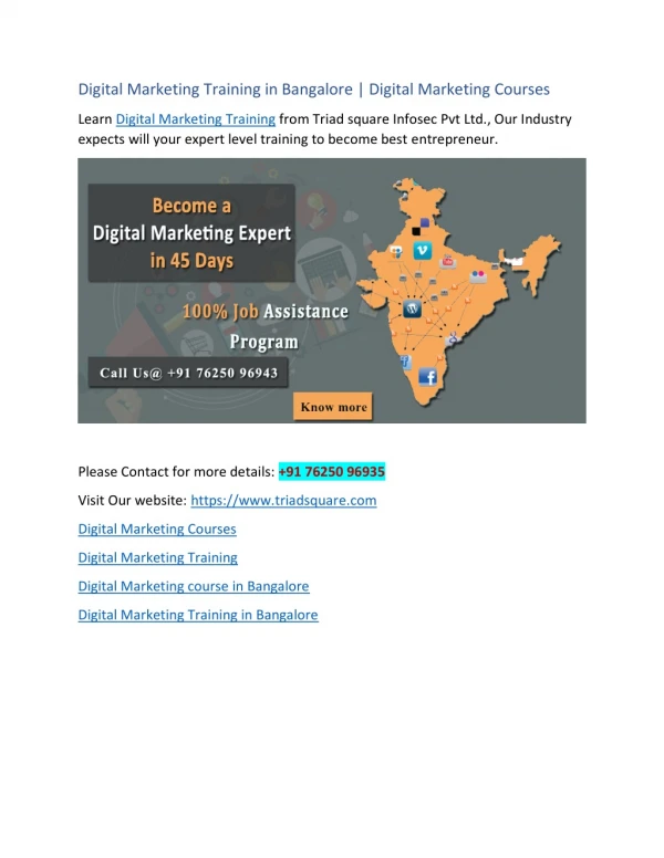 Digital Marketing Training in Bangalore | Digital Marketing Courses