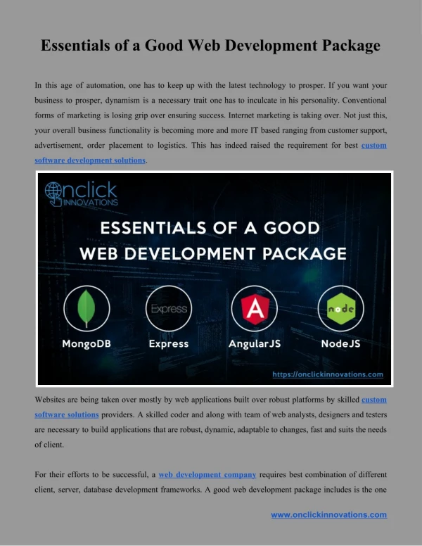 Essentials of a Good Web Development Package