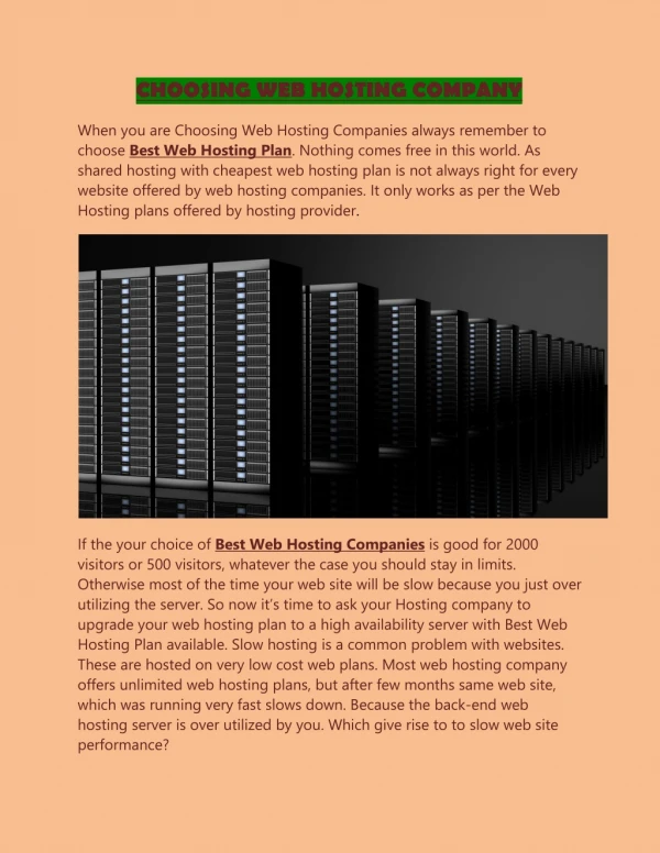 Web hosting companies