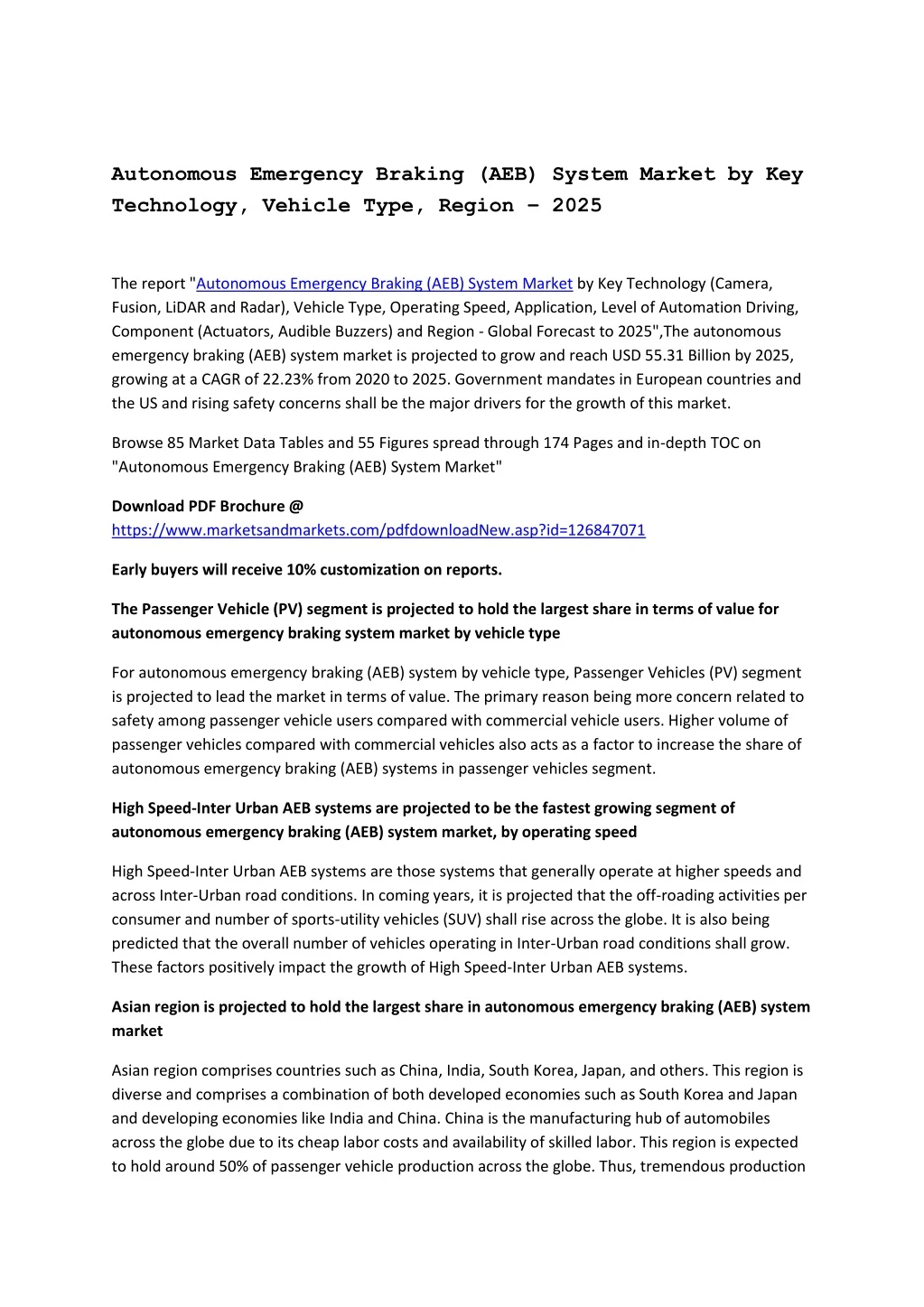 autonomous emergency braking aeb system market