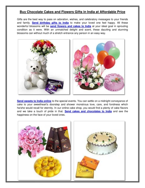Buy Chocolate Cakes and Flowers Gifts in India at Affordable Price