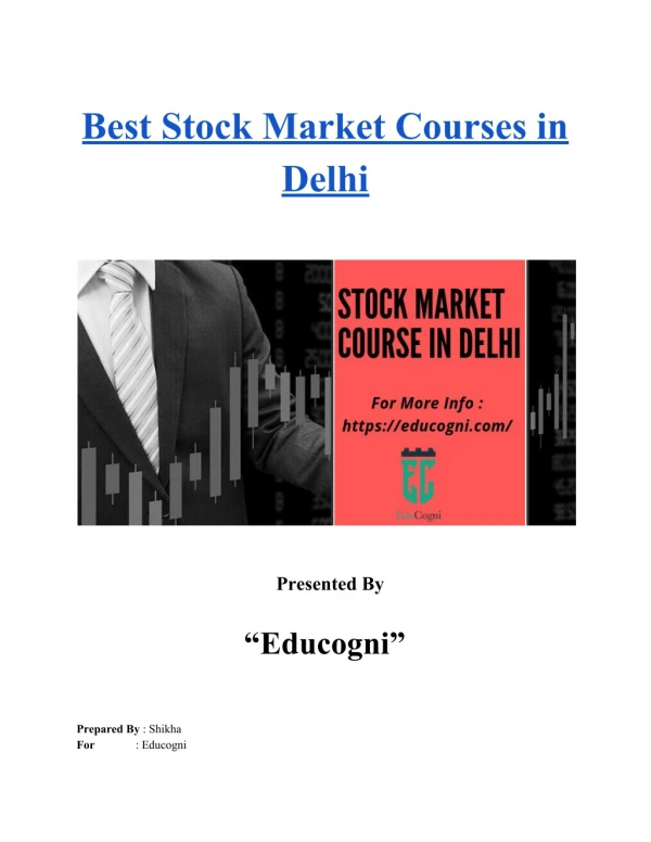 Choose The Best Stock Market Course in Delhi