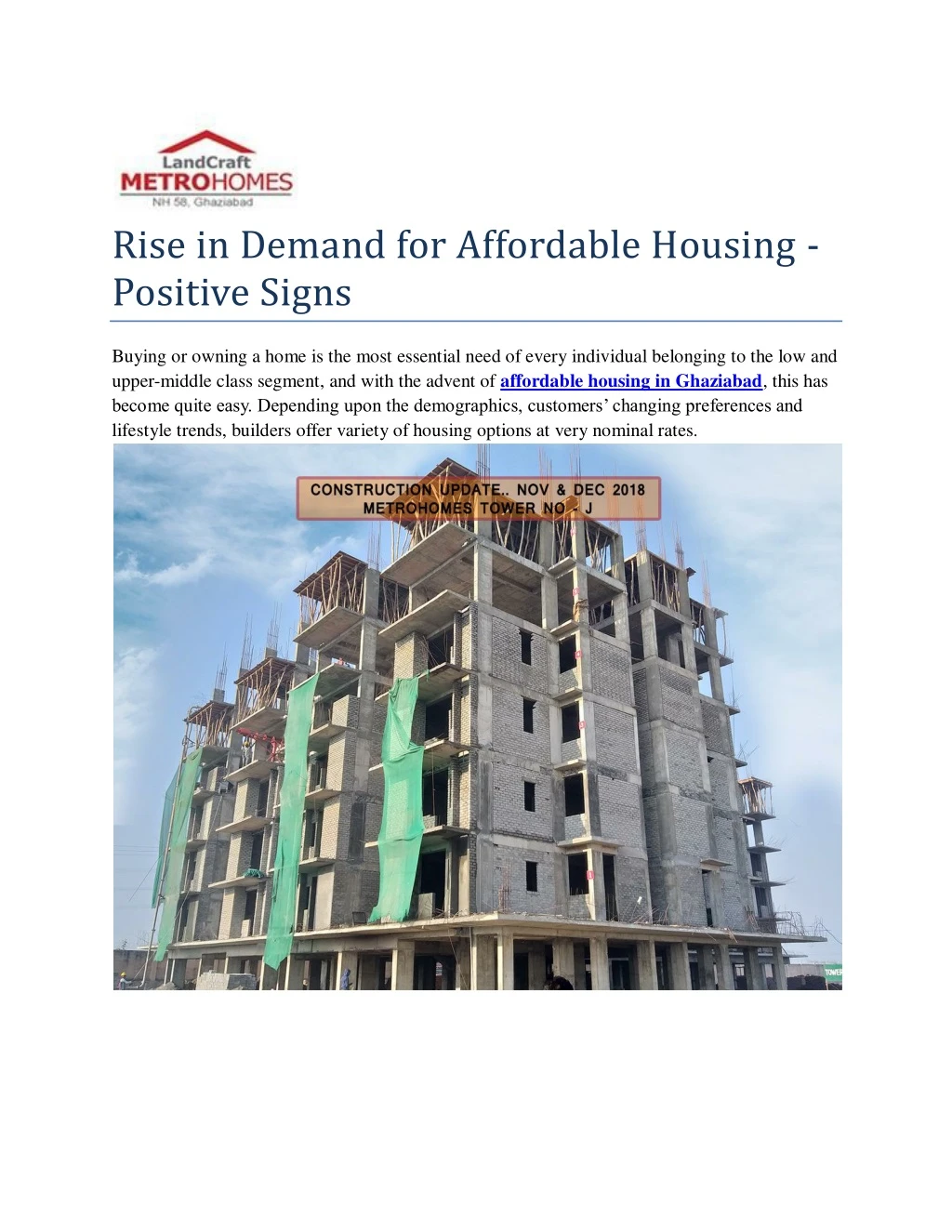 rise in demand for affordable housing positive