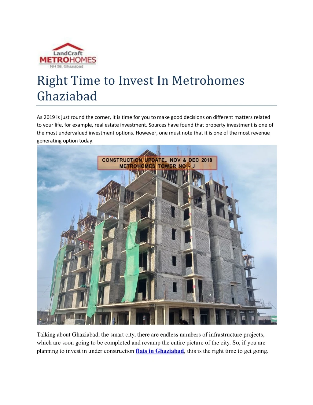 right time to invest in metrohomes ghaziabad