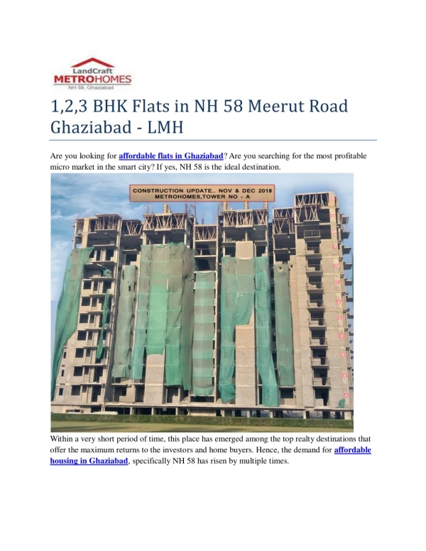 1,2,3 BHK Flats in NH 58 Meerut Road Ghaziabad - LMH