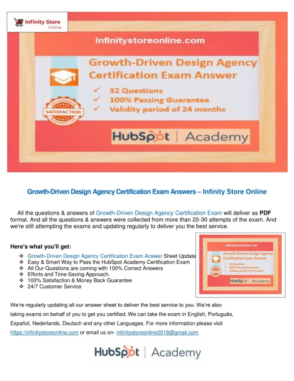 Growth-Driven Design Agency Certification Exam Answers – Infinity Store Online