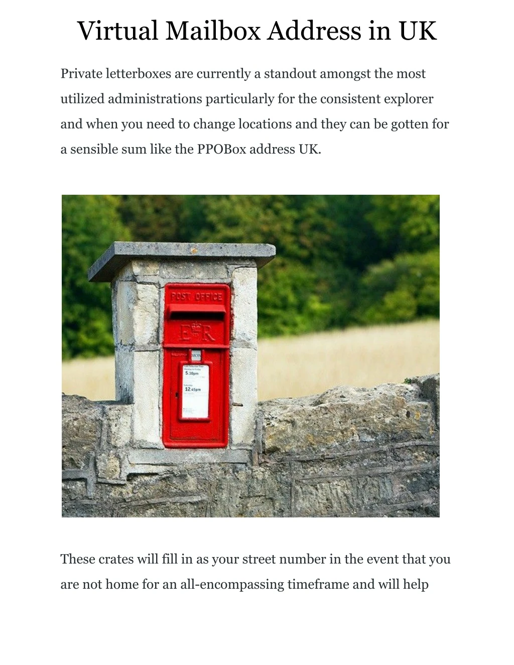 virtual mailbox address in uk