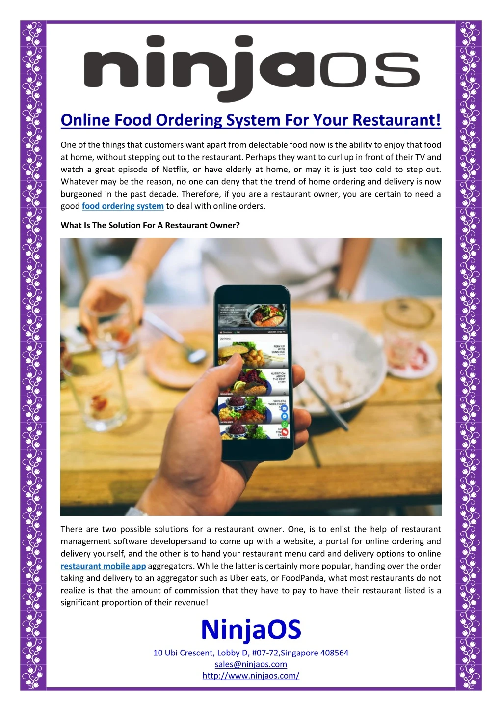 online food ordering system for your restaurant