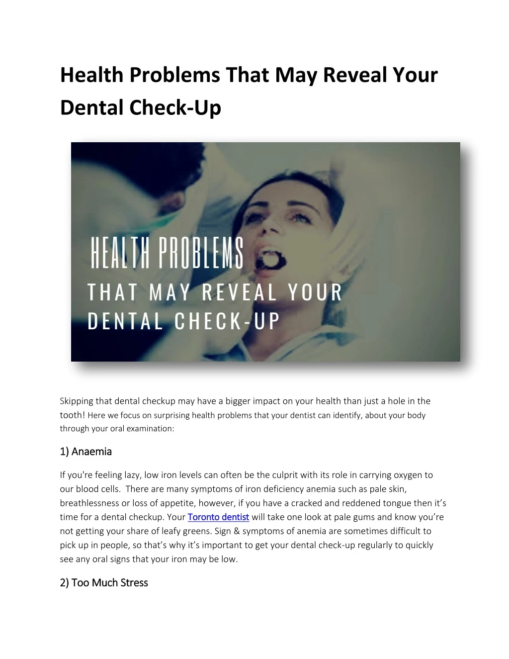 health problems that may reveal your dental check