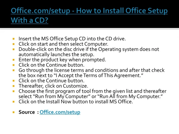 Office.com/setup - How to Install Office Setup With a CD?