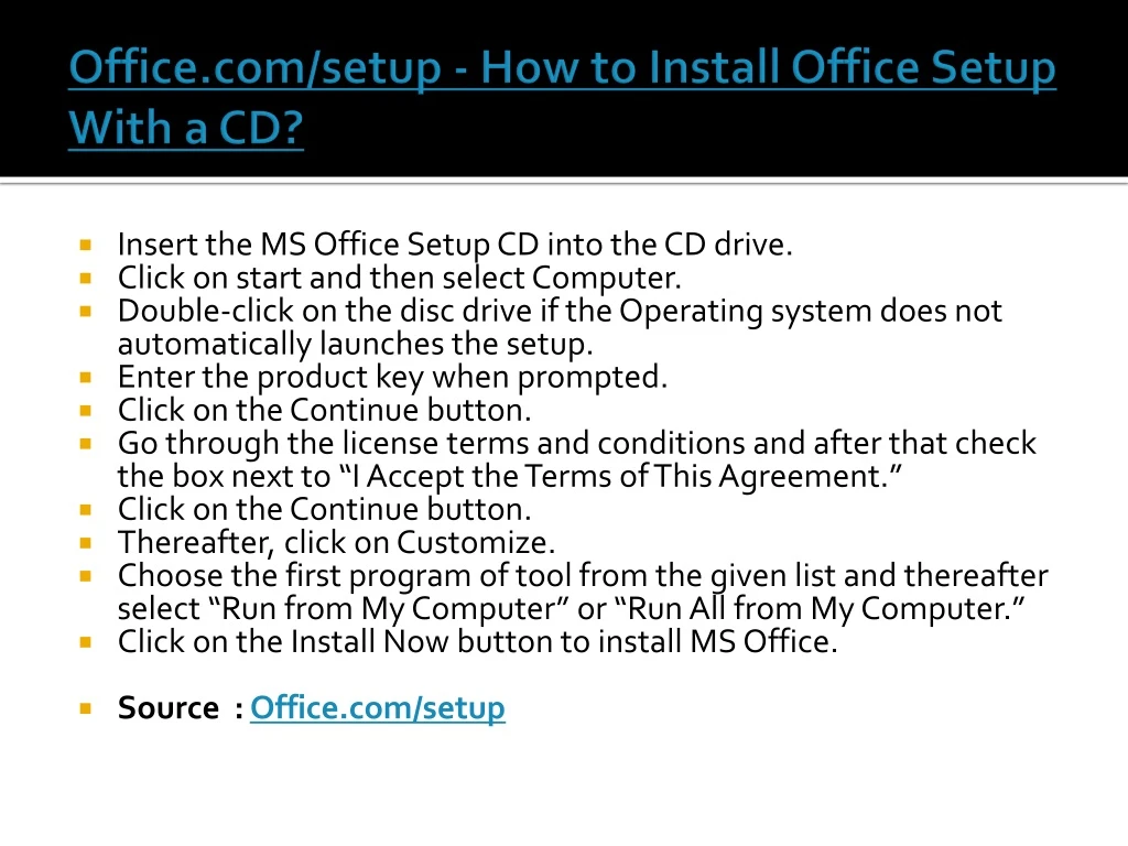 office com setup how to install office setup with a cd