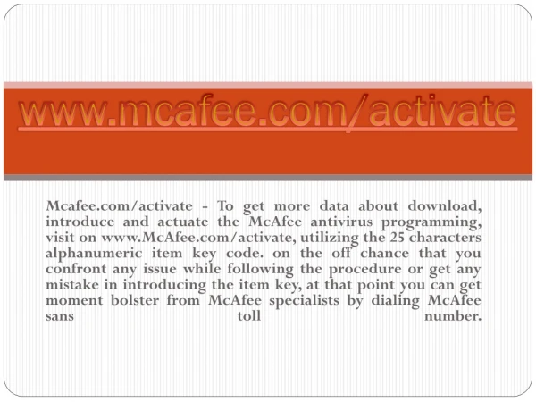 www mcafee com activate