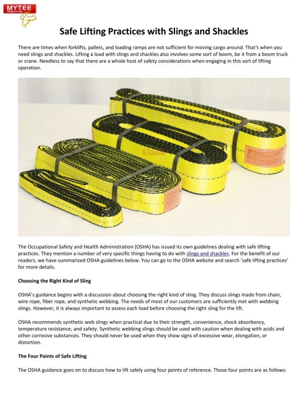 Safe Lifting Practices with Slings and Shackles