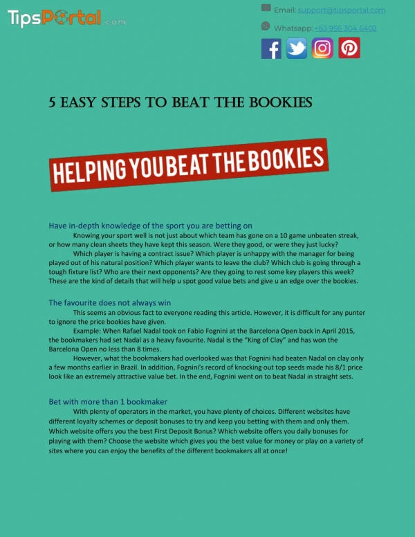 5 Easy Steps to Beat the Bookies