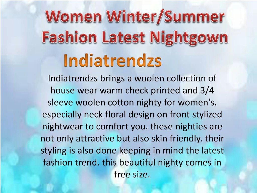 women winter summer fashion latest nightgown
