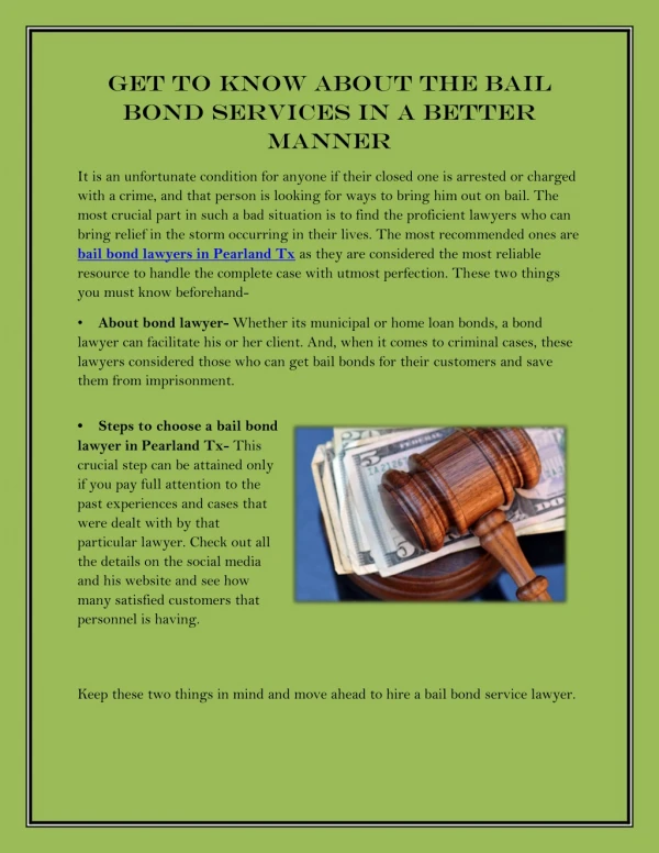 Get To Know About The Bail Bond Services In A Better Manner