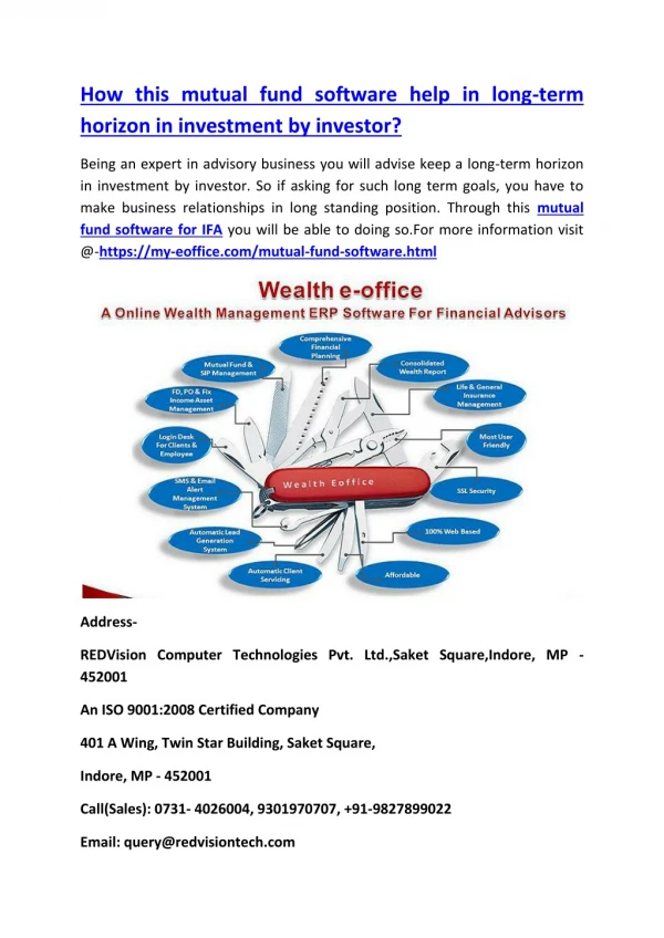 How this mutual fund software help in long-term horizon in investment by investor?