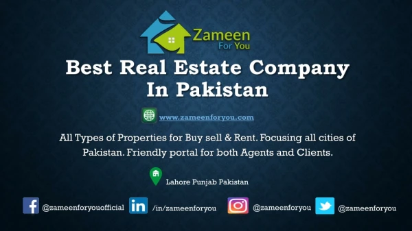 Pakistan's Best Real Estate Marketing Website - Zameenforyou.com