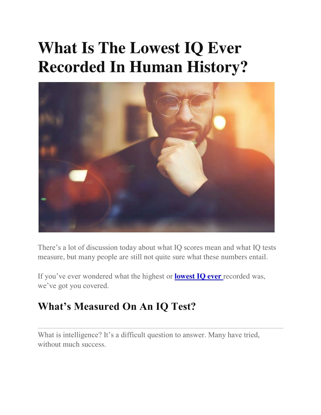 what is the lowest iq ever recorded in human
