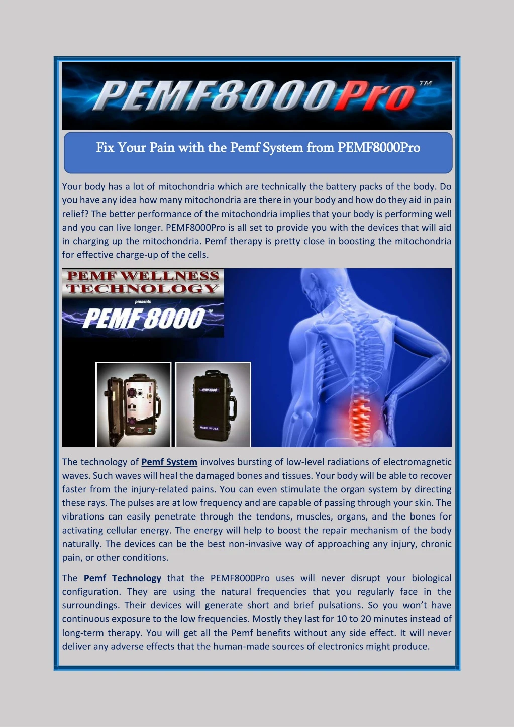 fix your pain with the pemf system from