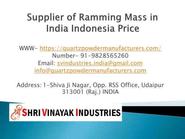 Supplier of Ramming Mass in India Indonesia Price