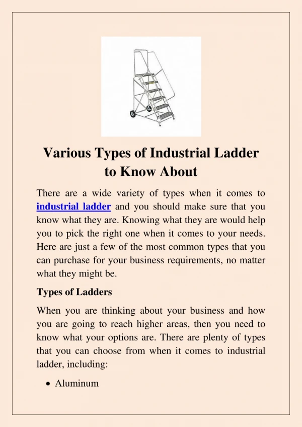 Various Types of Industrial Ladder to Know About