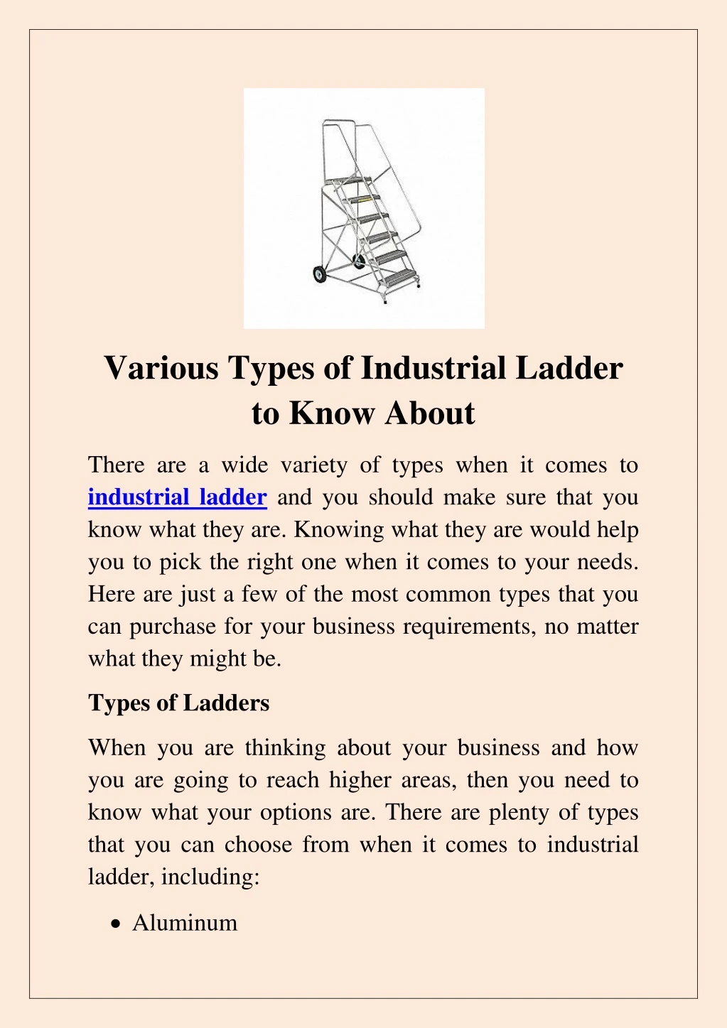 various types of industrial ladder to know about