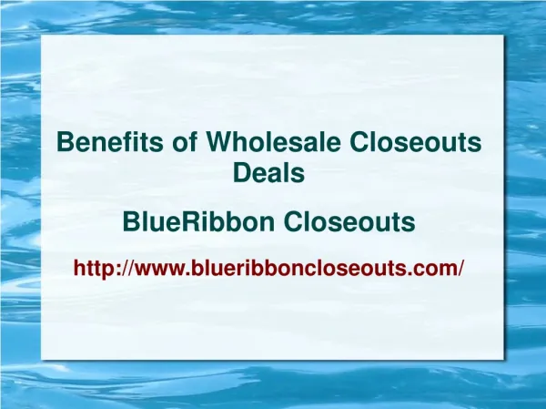Benefits of Wholesale closeouts Deals