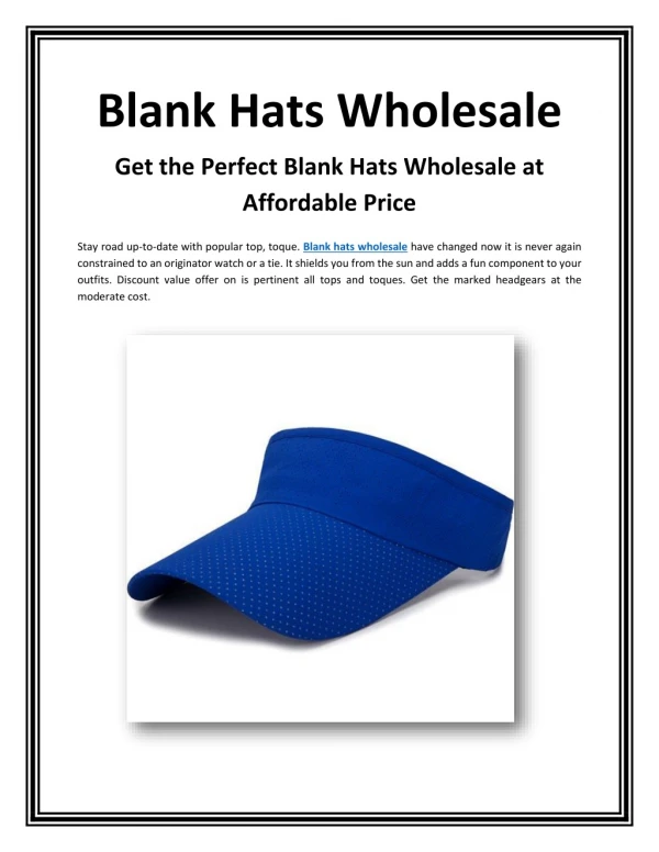 Get the Perfect Blank Hats Wholesale at Affordable Price
