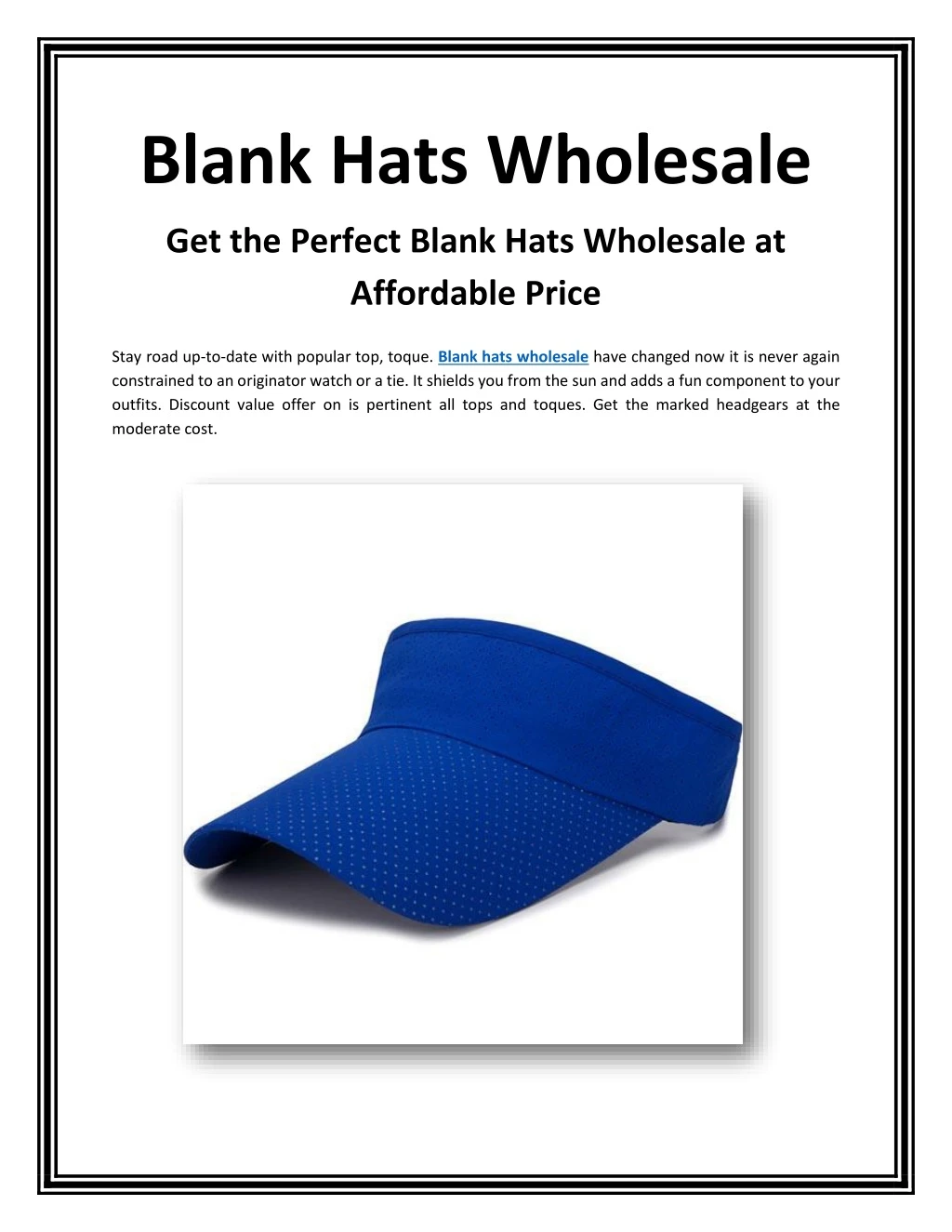 blank hats wholesale