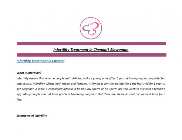 Infertility Treatment in Chennai | Elawoman