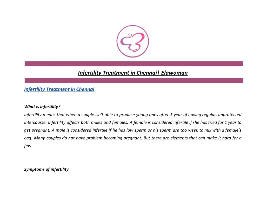 infertility treatment in chennai elawoman