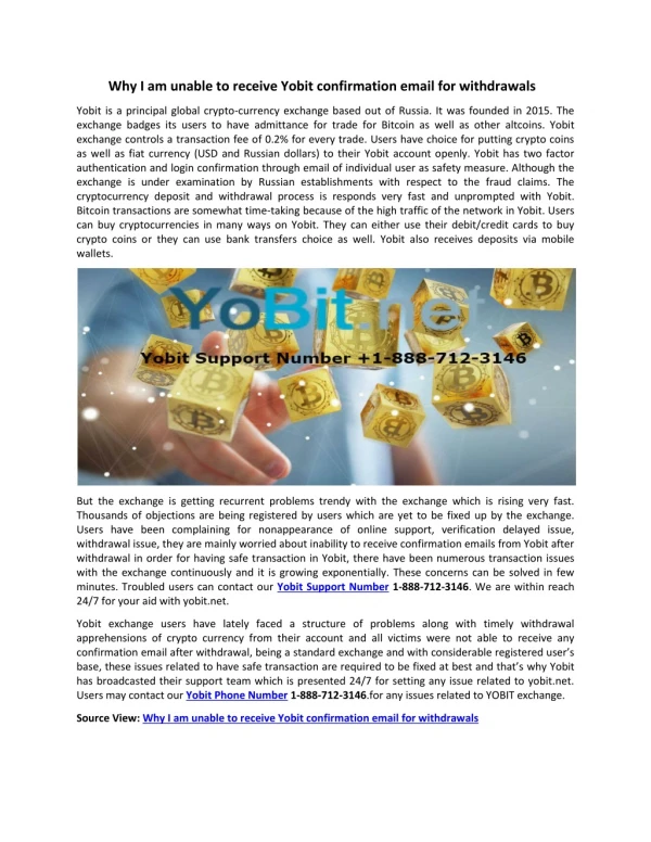 Yobit Support Number 1-888-712-3146