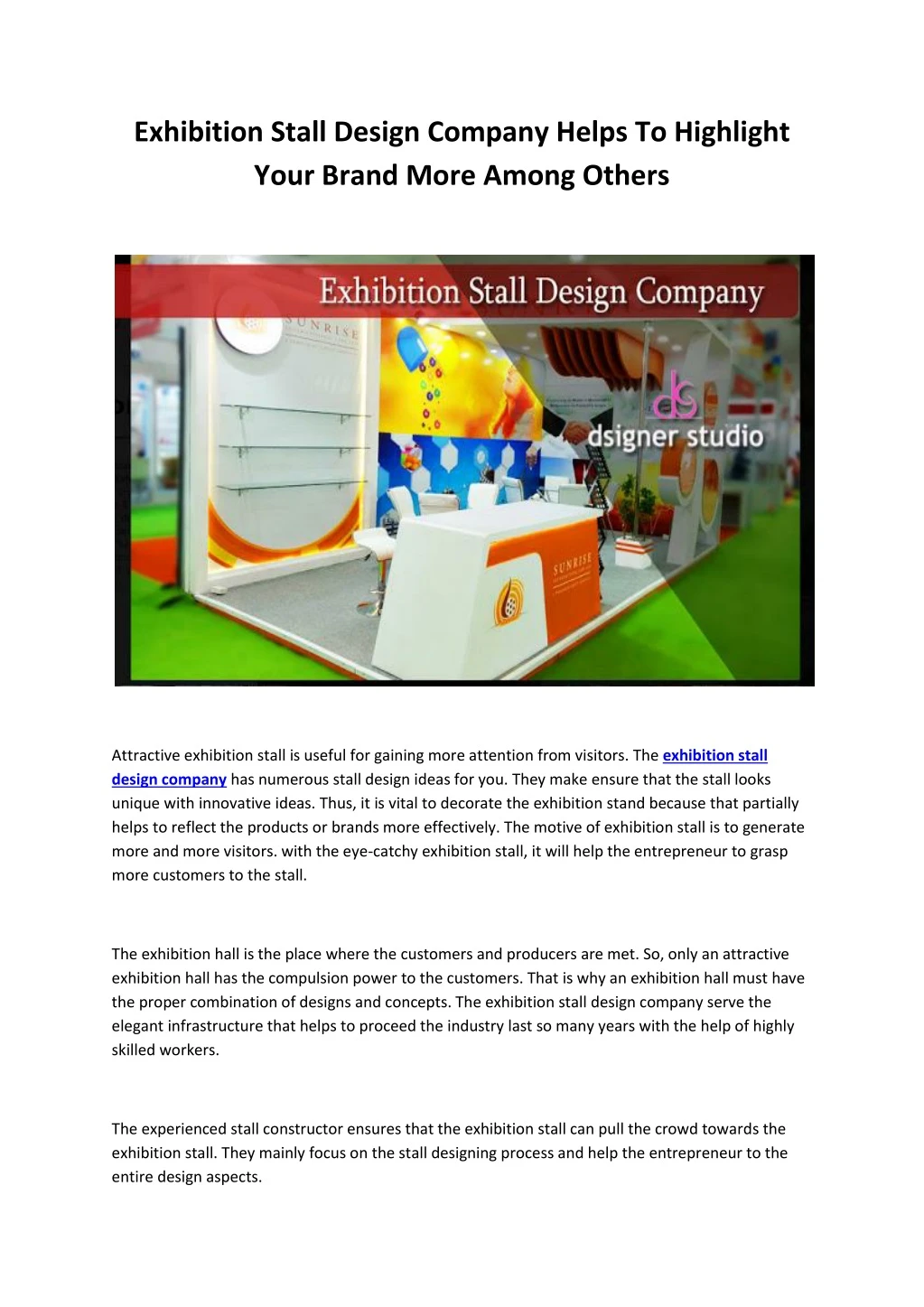 exhibition stall design company helps