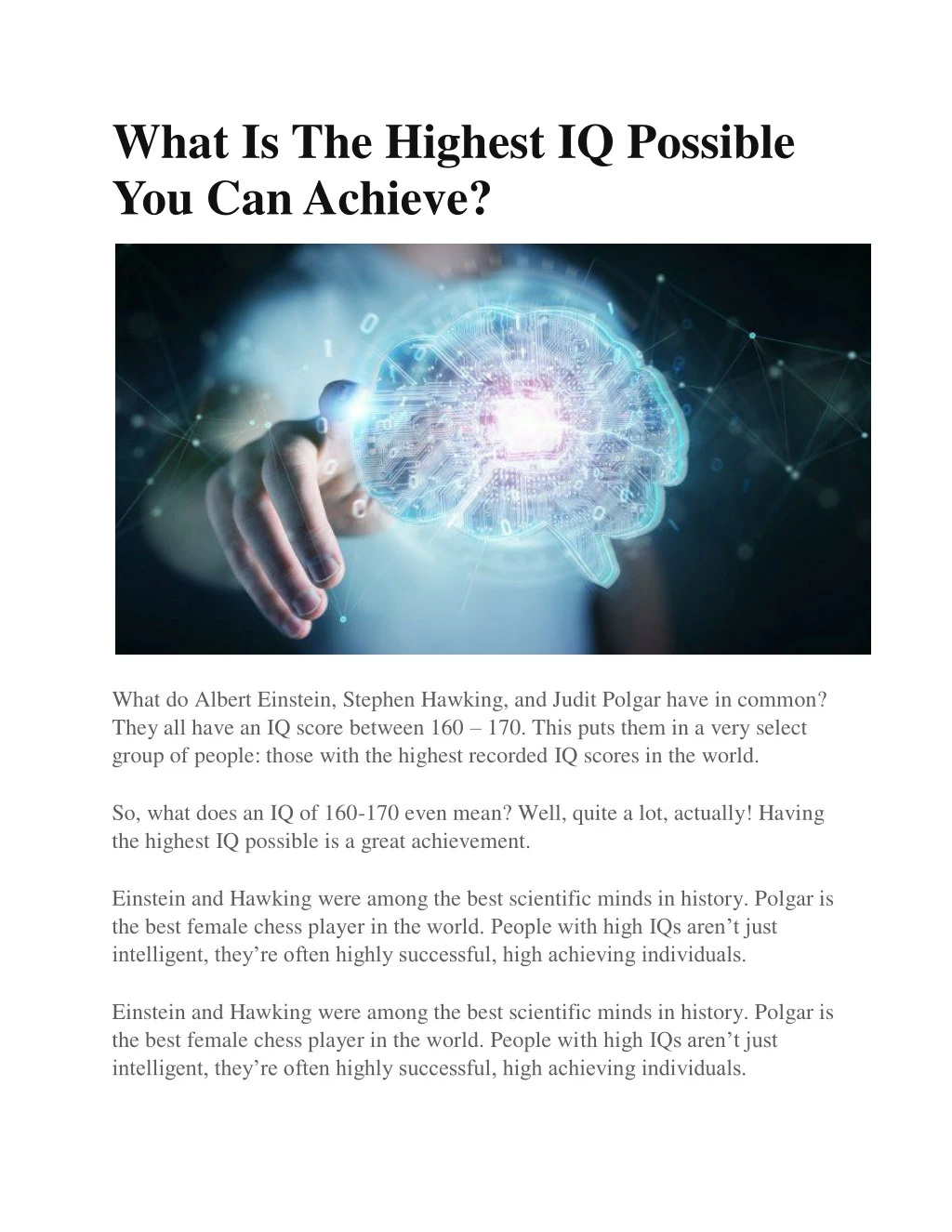 what is the highest iq possible you can achieve
