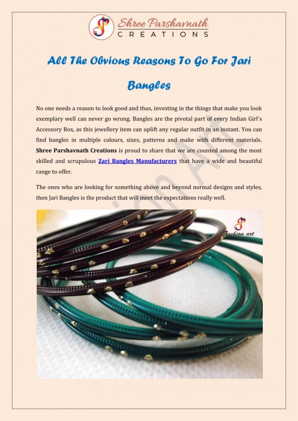 All The Obvious Reasons To Go For Jari Bangles