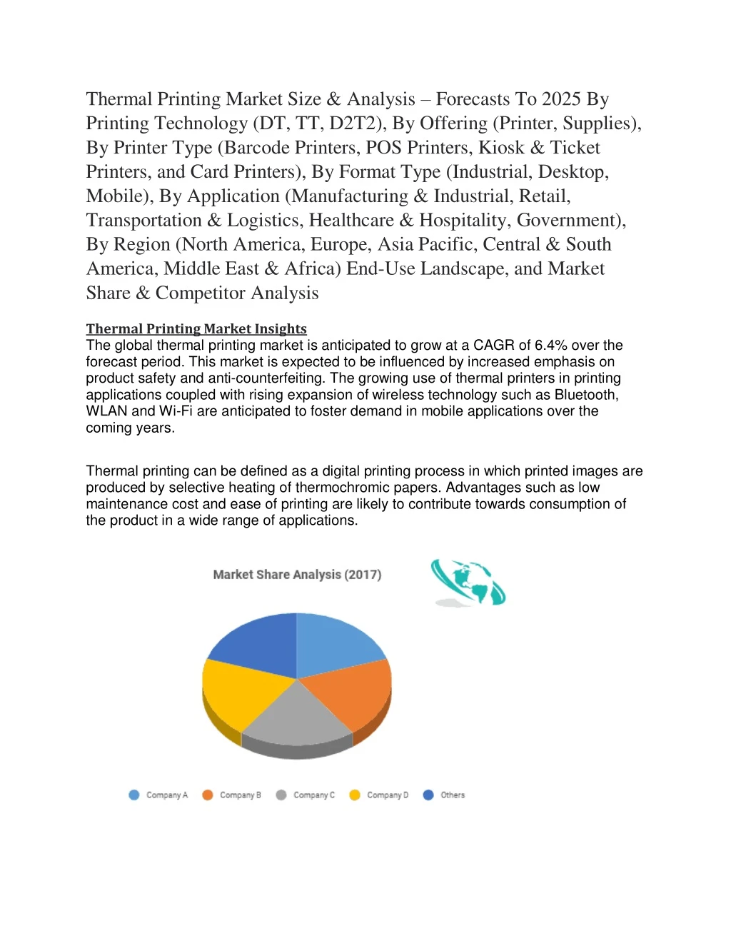 thermal printing market size analysis forecasts