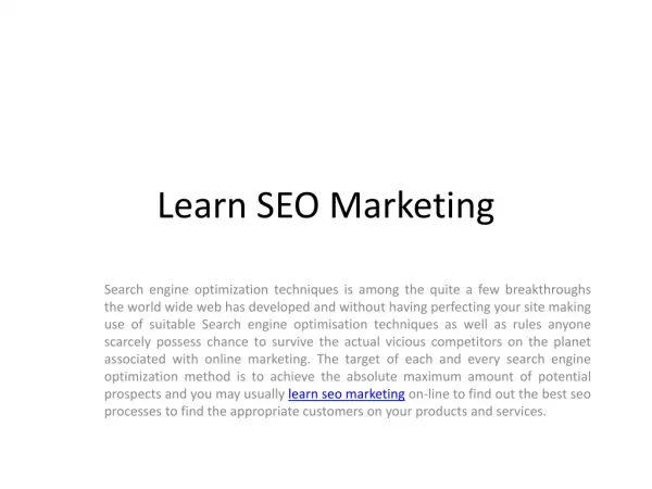 Learn seo marketing
