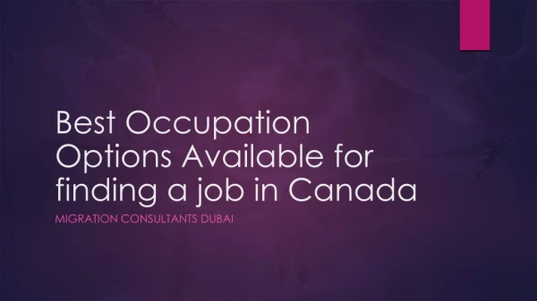 Best Occupation Options Available for finding a job in Canada