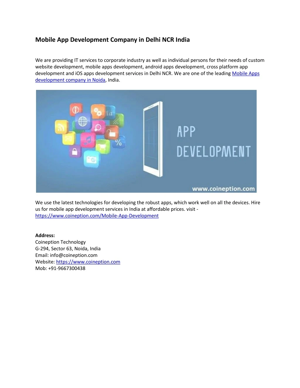 mobile app development company in delhi ncr india