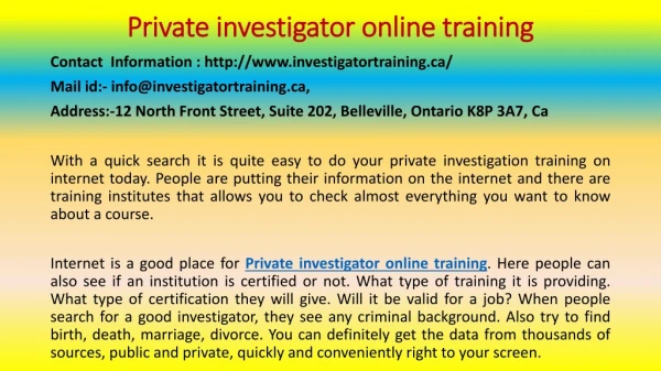 private investigator online training