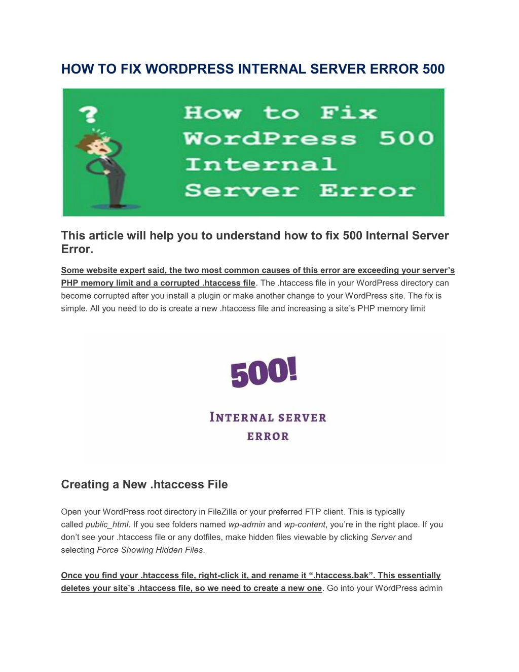 how to fix wordpress internal server error 500