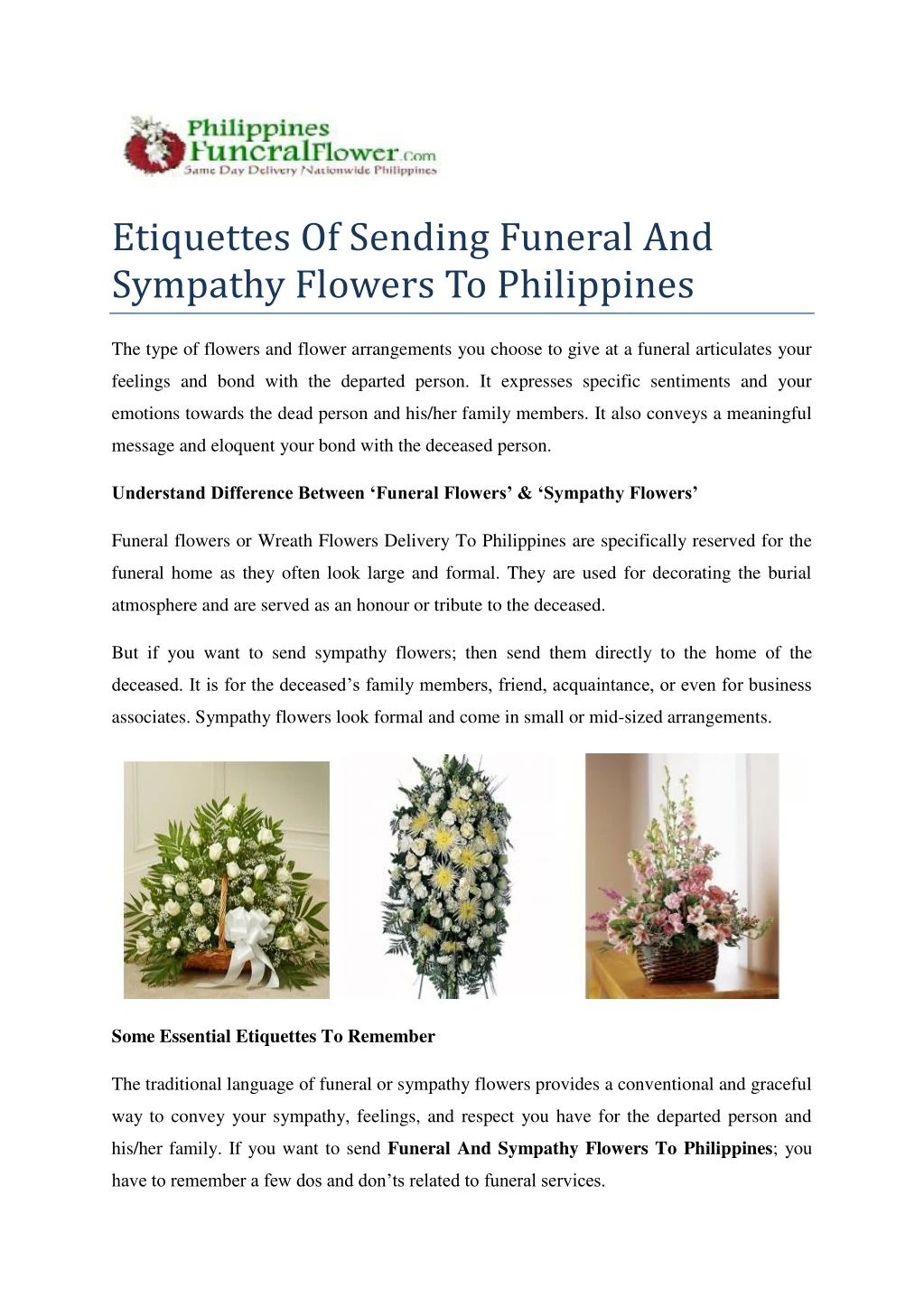 etiquettes of sending funeral and sympathy