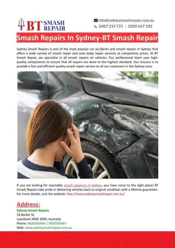Sydney Smash Repairs-BT Smash Repair-BT Smash Repair