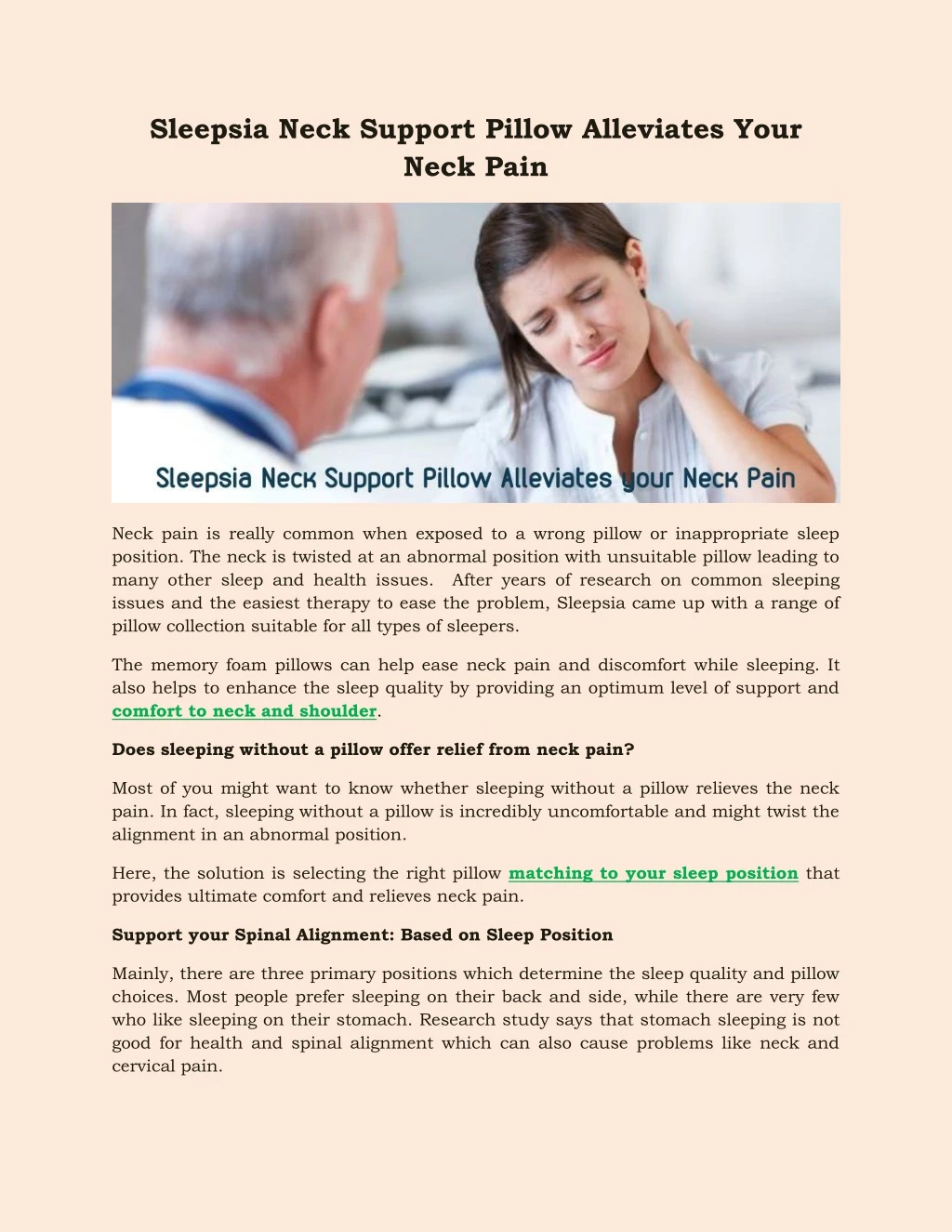 sleepsia neck support pillow alleviates your neck