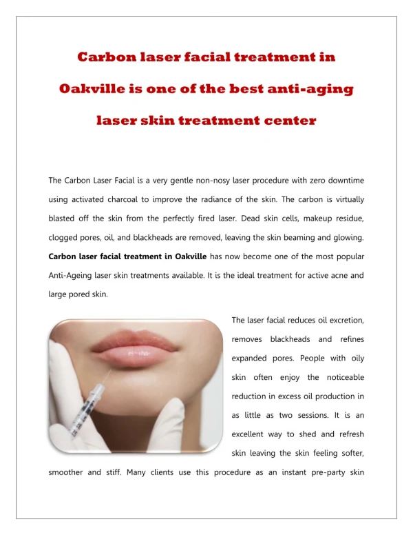 carbon laser facial treatment in oakville