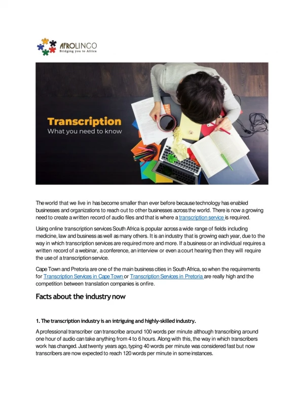 Transcription Industry