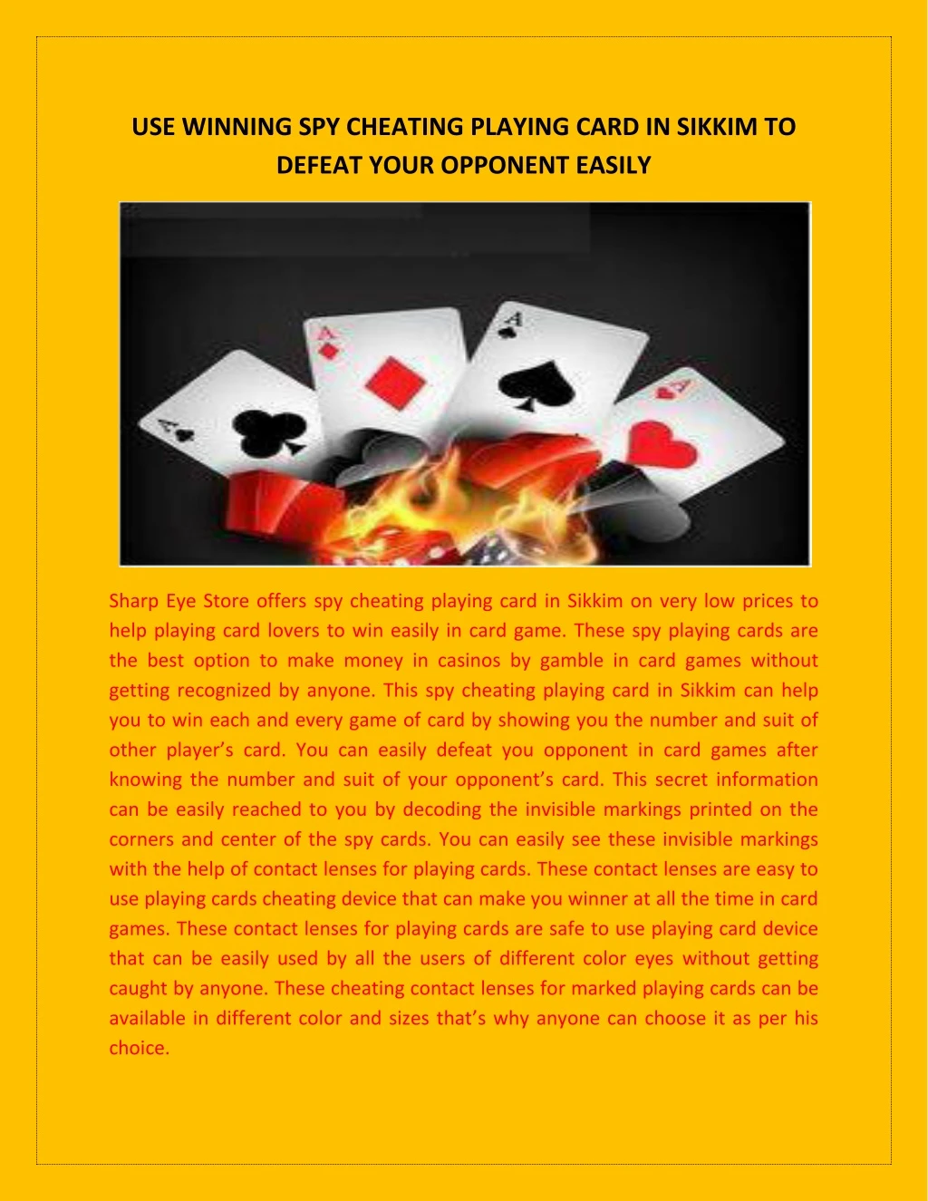use winning spy cheating playing card in sikkim
