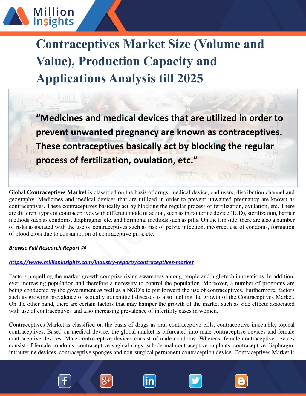 contraceptives market size volume and value